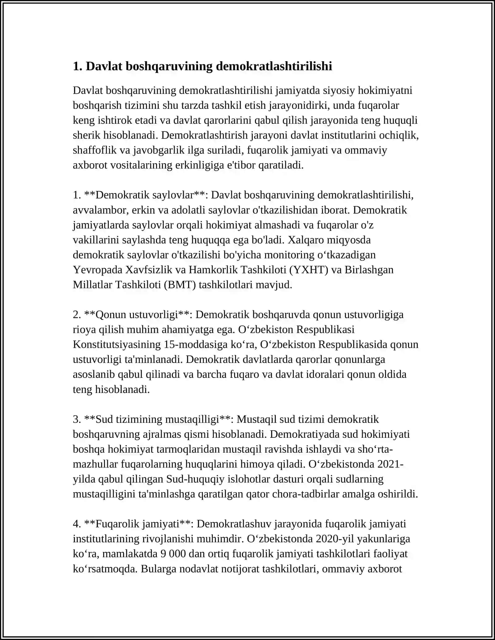 MUSTAQILLIK YILLARIDA DAVLAT BOSHQARUVI TIZIMIDA AMALGA OSHIRILGAN ISLOHOTLAR 4