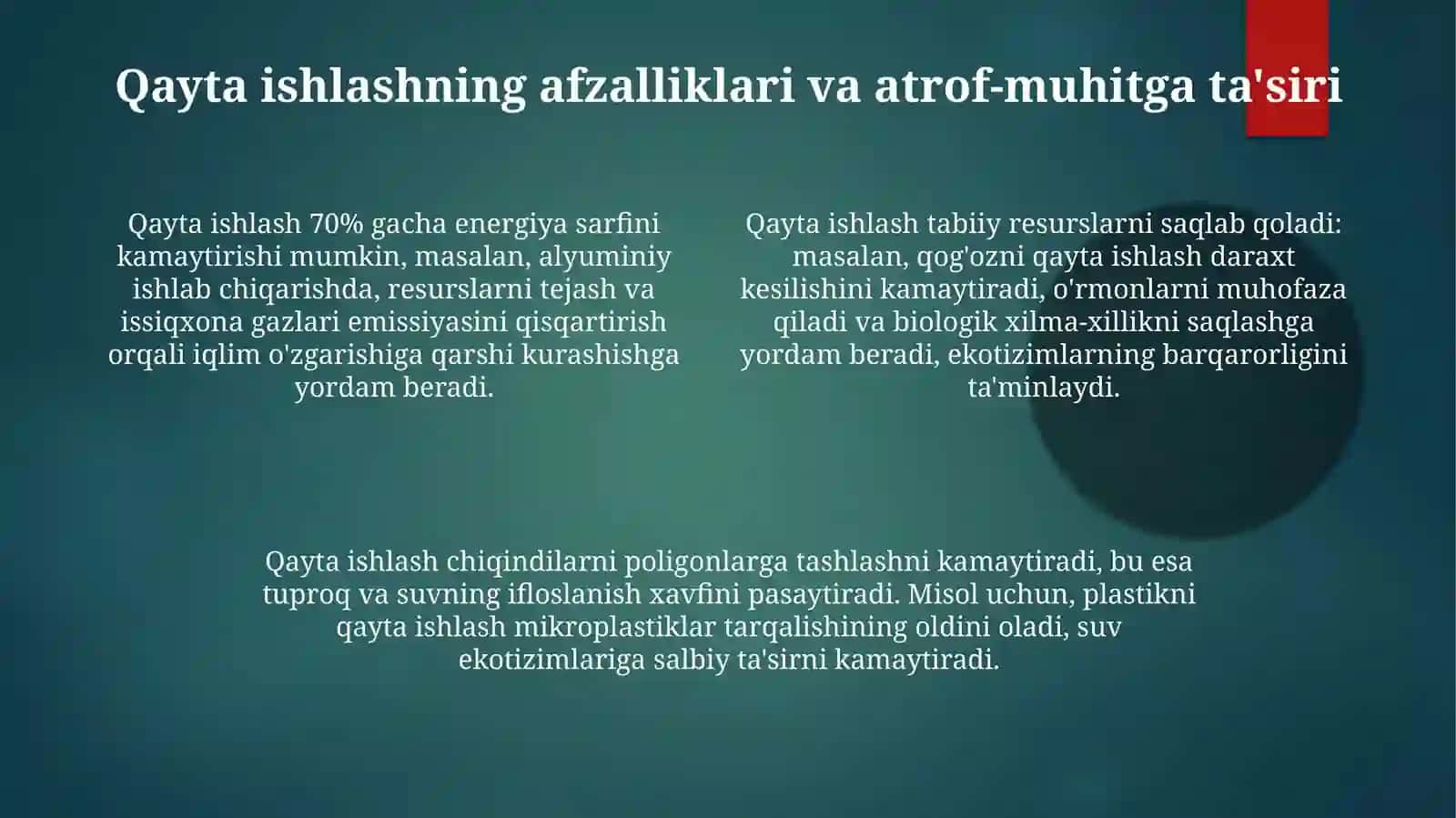 Qayta ishlash va resurs tejash 4