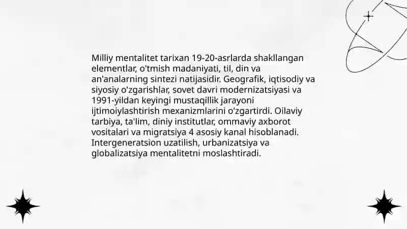Milliy mentalitet va uning ijtimoiylashuvda tutgan oʻrni 4