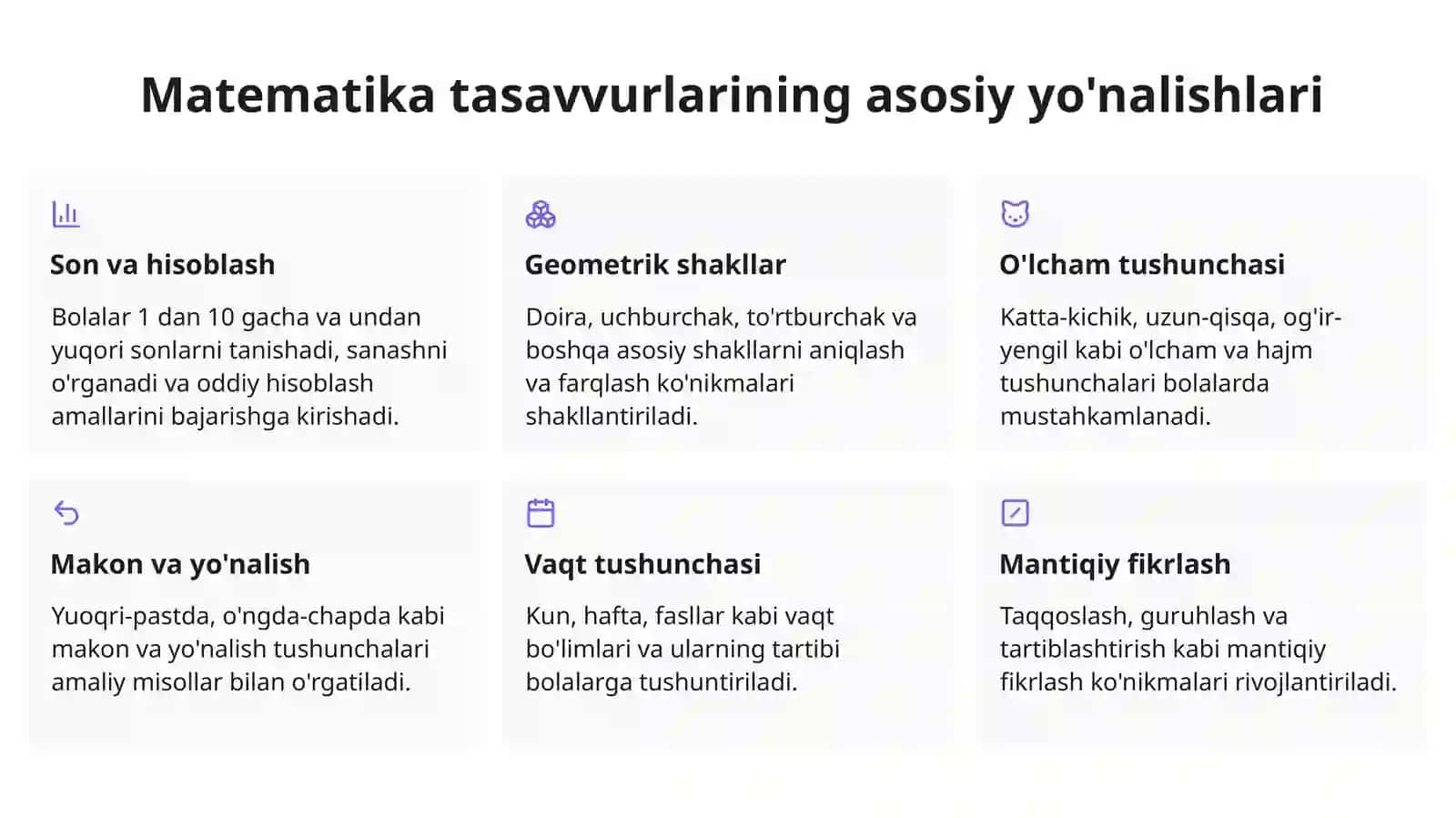 Davlat talabiga asosida elementar matematika tasavvurlarni rivojlantirish 4