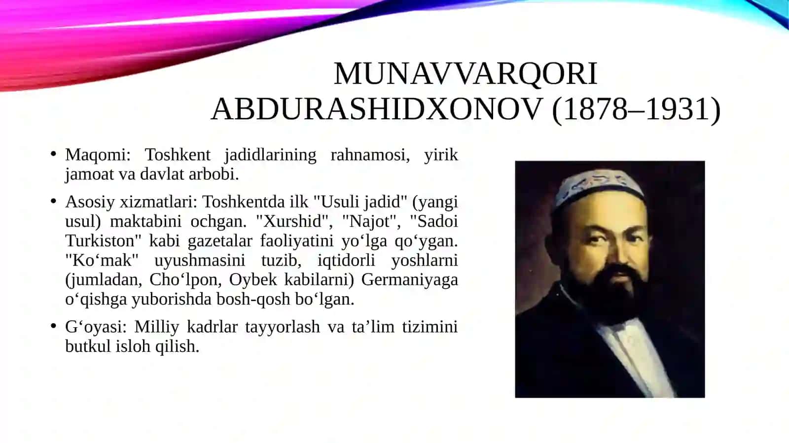 MAHMUDXOʻJA BEHBUDIY.MUNAVVARQORI ABDURASHIDXONOV.ABDULLA AVLONIY.ABDULLA QODIRIY.ABDURAUF FITRAT 4