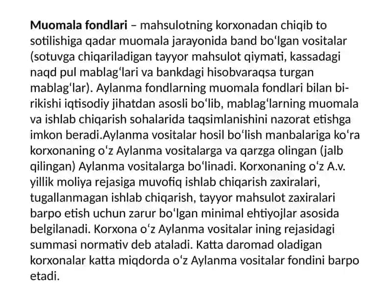 Aylanma mablag’lardan foydalanish yo’llari 4