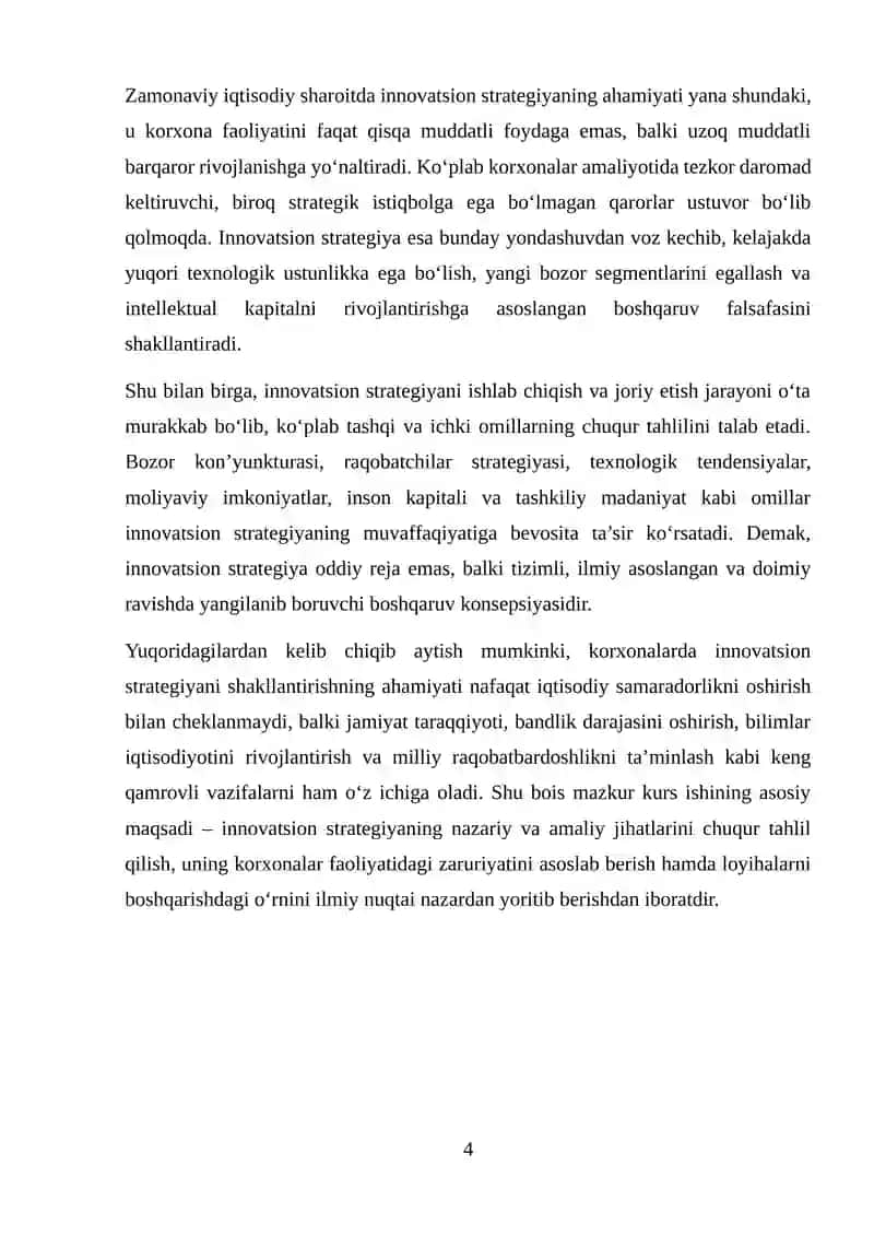 Innovatsion Strategiyani Shakllantirishning Ahamiyati, Zaruriyati va Loyihalarni Boshqarishdagi O‘rni 4