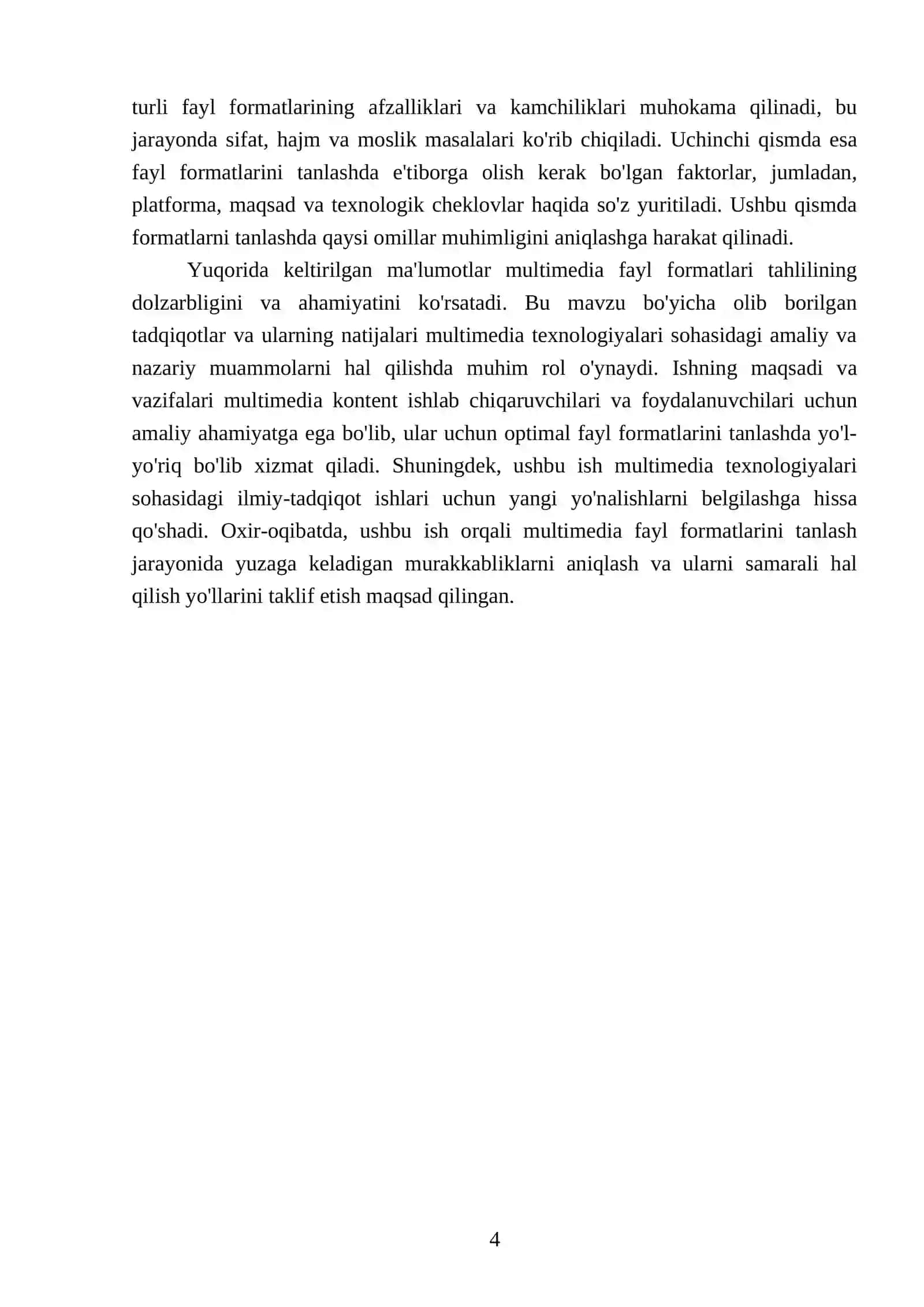 Multimediada foydalaniladidan fayl formatlari tahlili 4