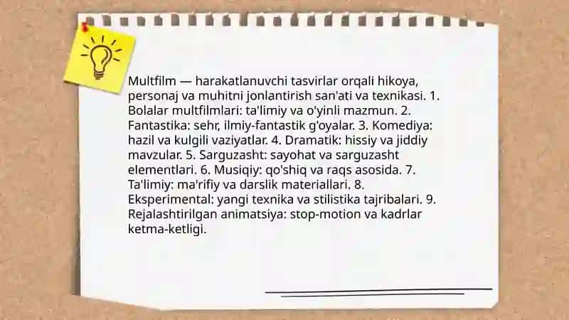 Animatsiya texonologiyalari.Animatsiya multfilm tushunchalari 4
