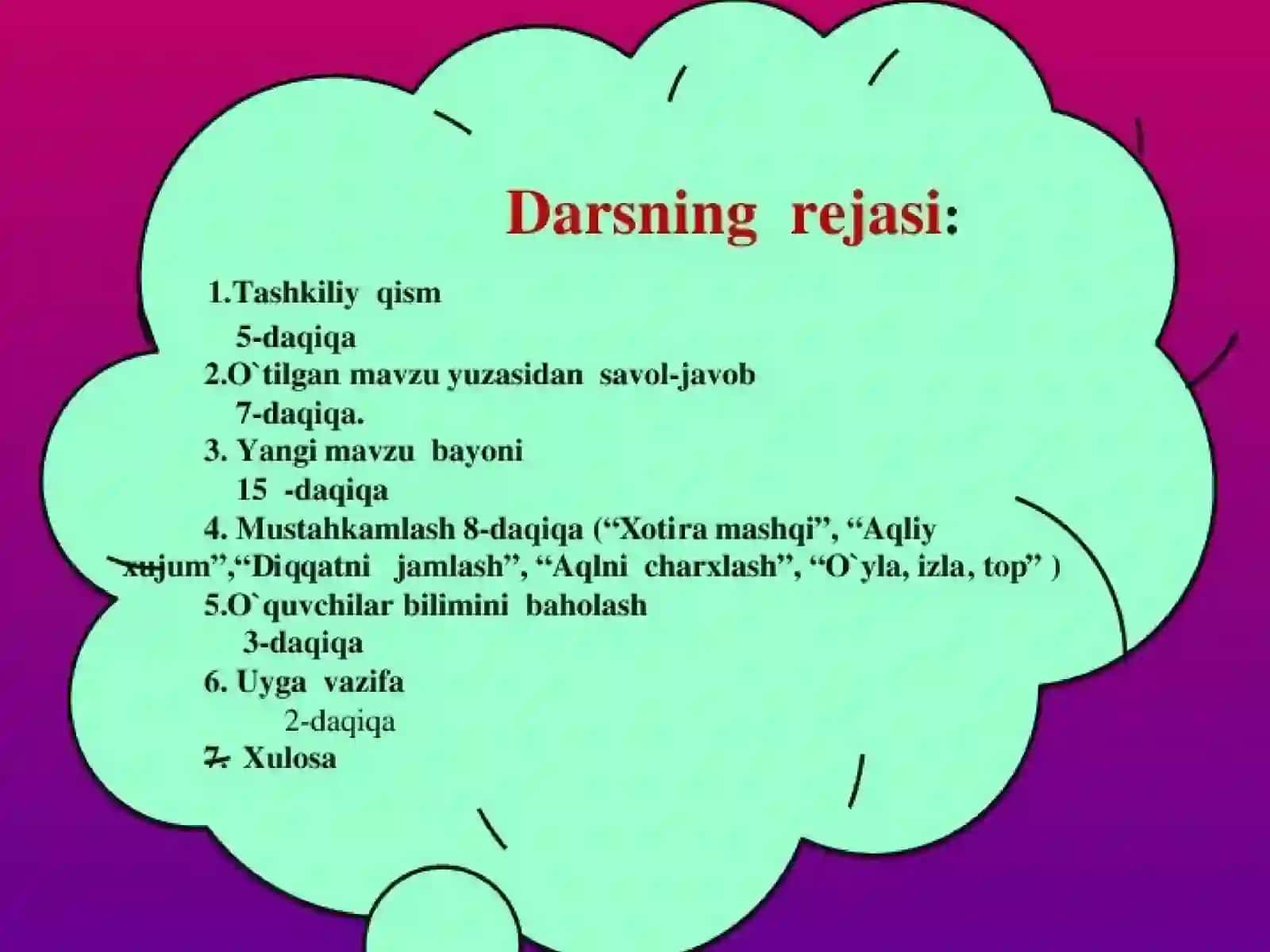 Huquq fanidan namunali dars ishlanma. Jamiyatda oilaning o'rni 4
