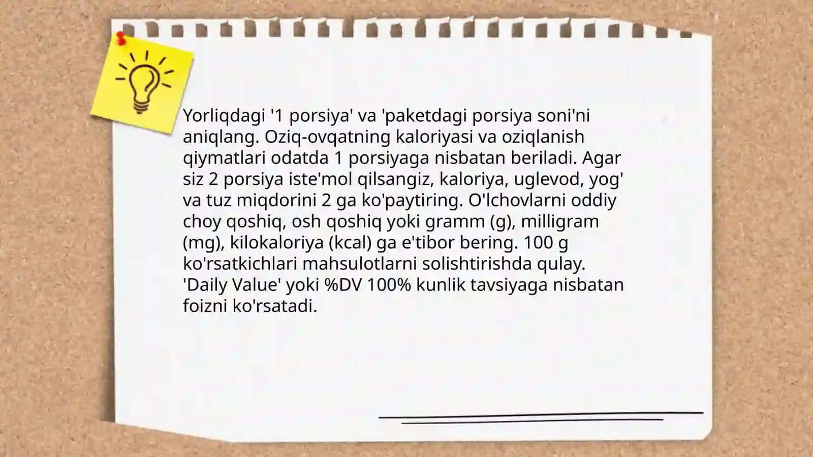 Oziq ovqat mahsulotlarining tarkibi foydali yoki zararliligini yorliqlari orqali aniqlash 4