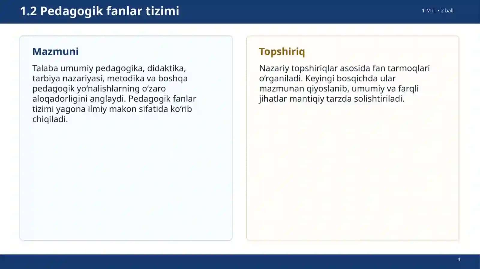 Mustaqil ta’limni bajarish bo‘yicha talablar (MT-72 soat) 4