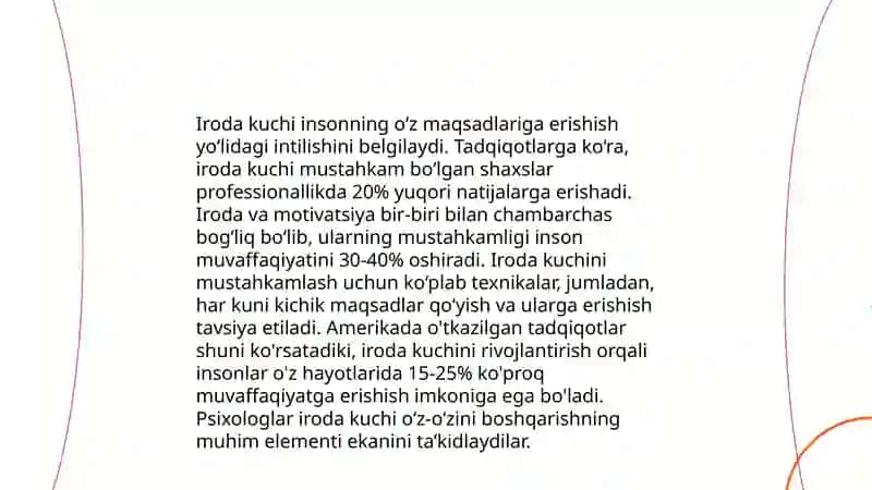 Iroda va Shaxsiy Rivojlanish 4