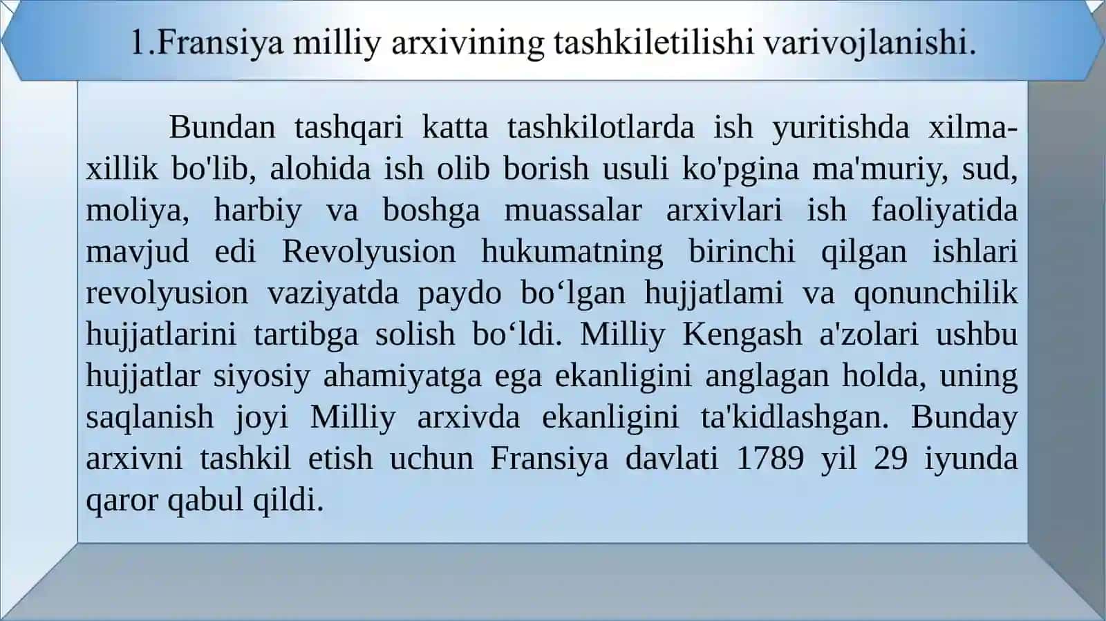 JAHON ARXIVLARI TARIHI FANIDAN MUSTAQIL ISHI 4