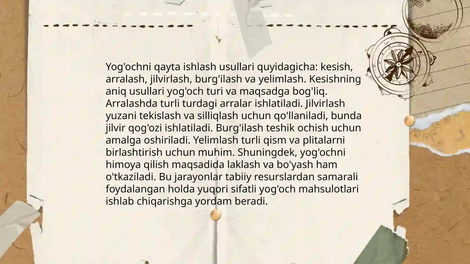 Yog'och ashyolarni tayyorlash texnologiyalari 4
