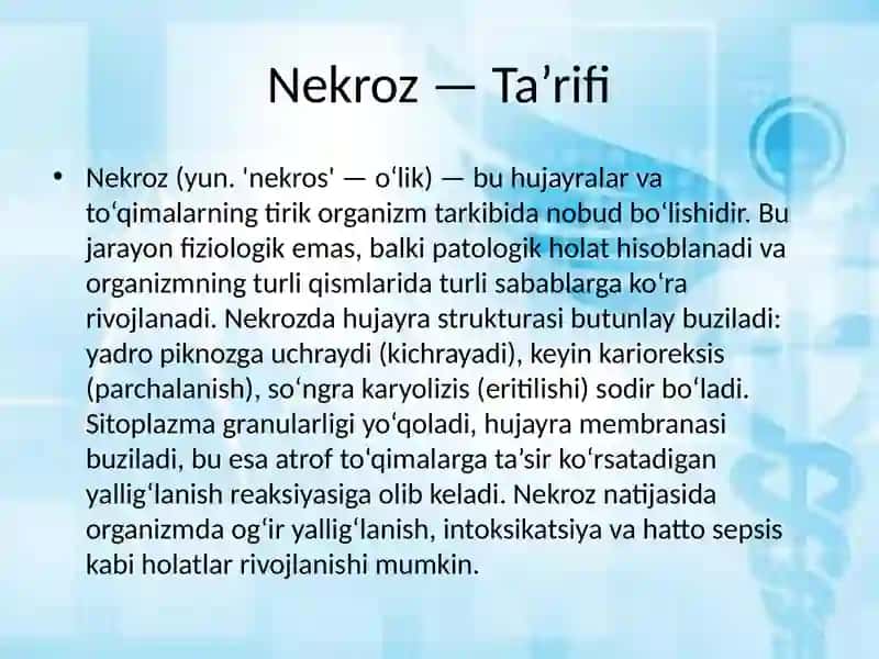 Nekroz, okma yaralar etiologiyasi patogenezi 4