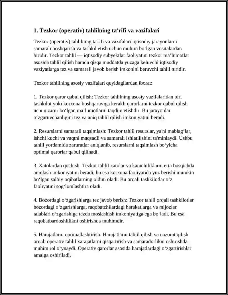 TEZKOR (OPERATIV),JORIY( RETROSPEKTIV) VA ISTIQBOLLI (PERSPEKTIV) TAHLILI 4