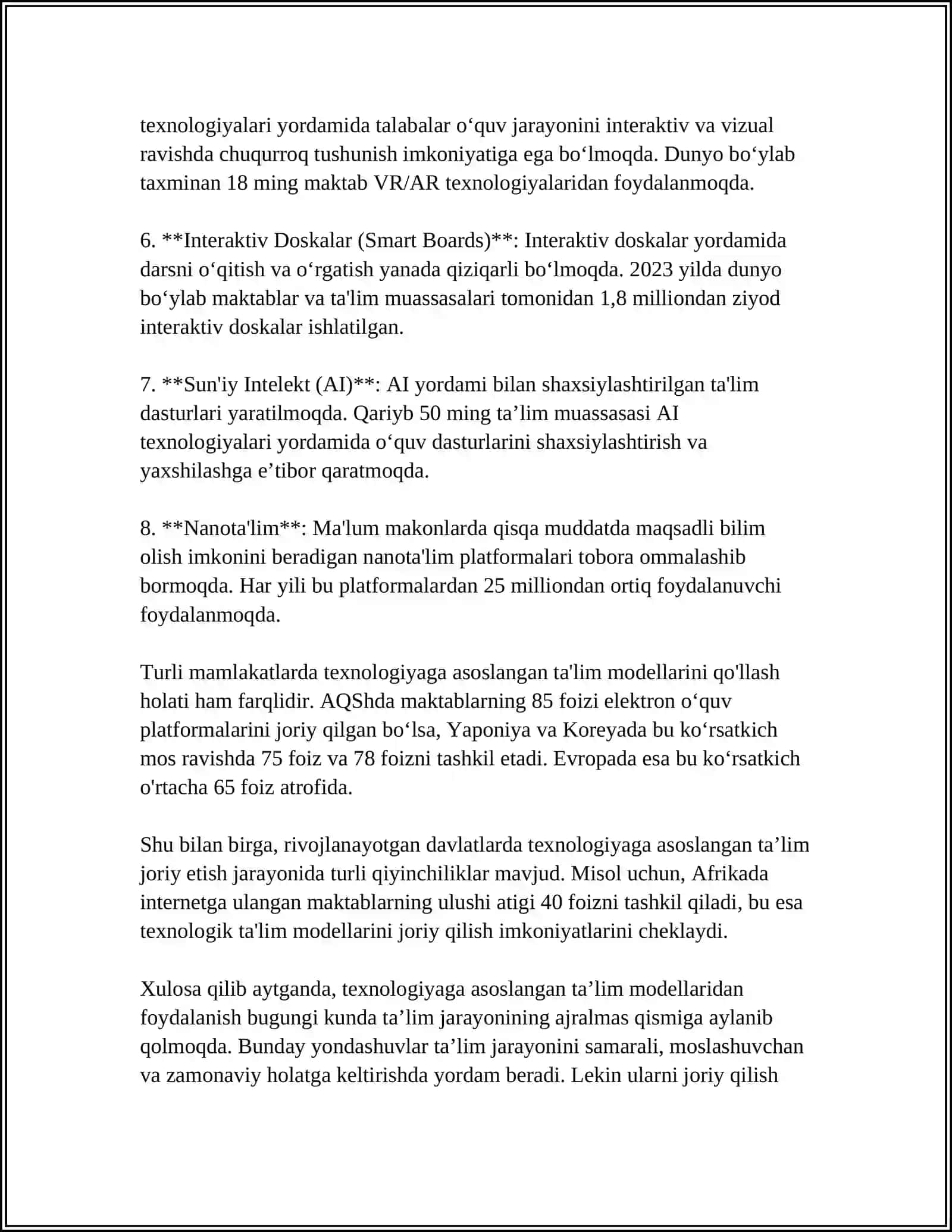 TEXNOLOGIYA TAʼLIMI VA UNI OʻQITISH METODIKASI 4