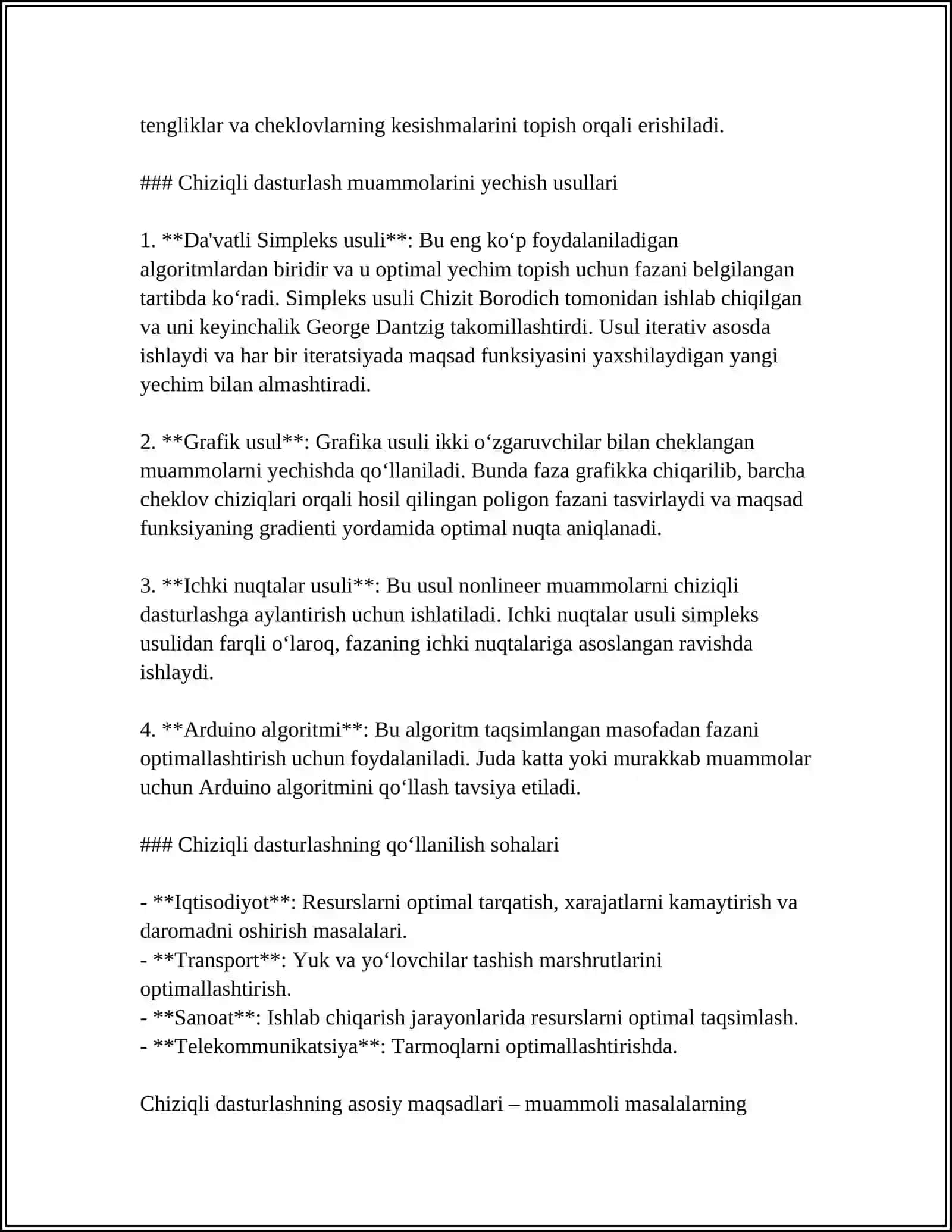 CHIZIQLI PROGRAMMALASHTIRISH MASALASI GRAFIK USULI 4