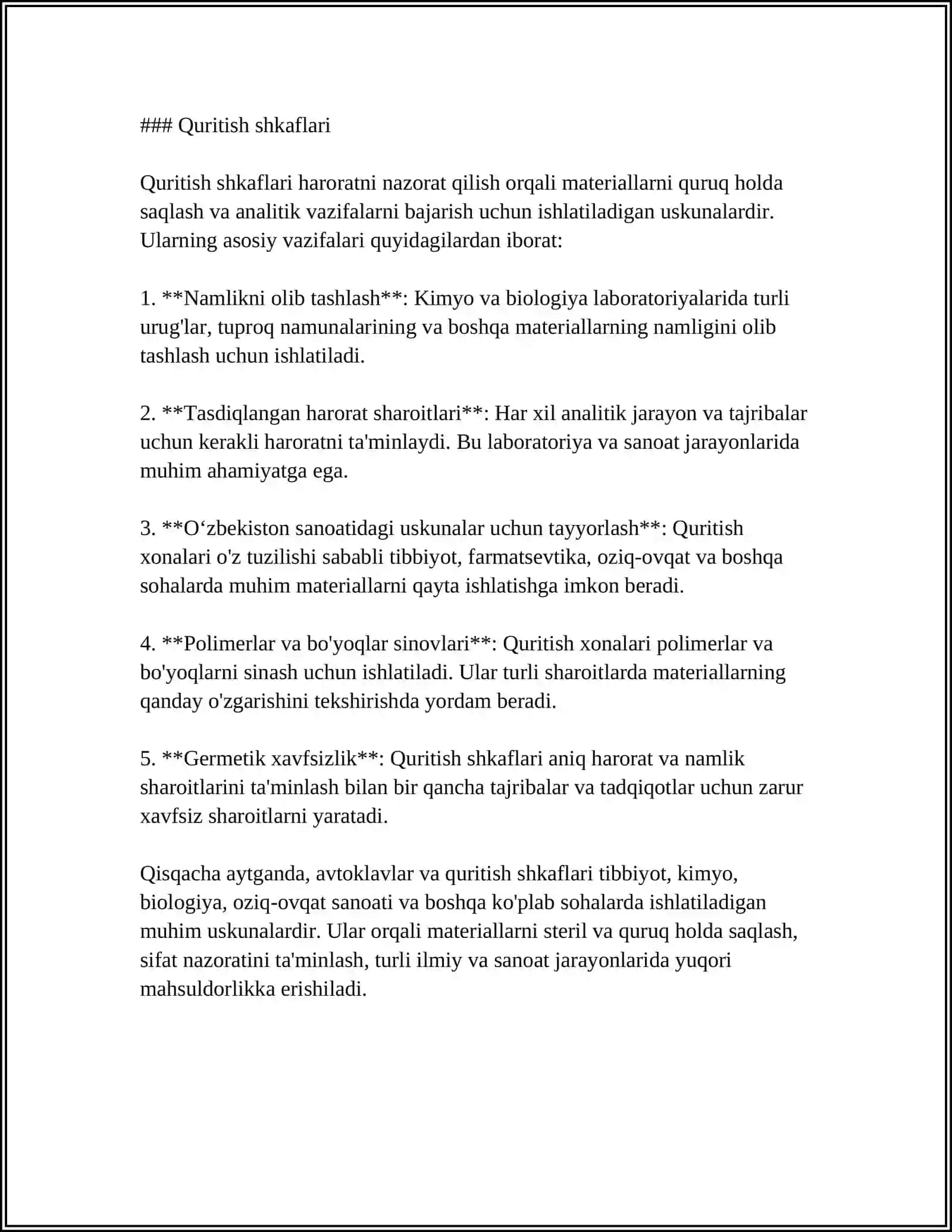AVTOKLAV VA QURITISH SHKAFLARINI ISHLATISH QOIDALAR 4