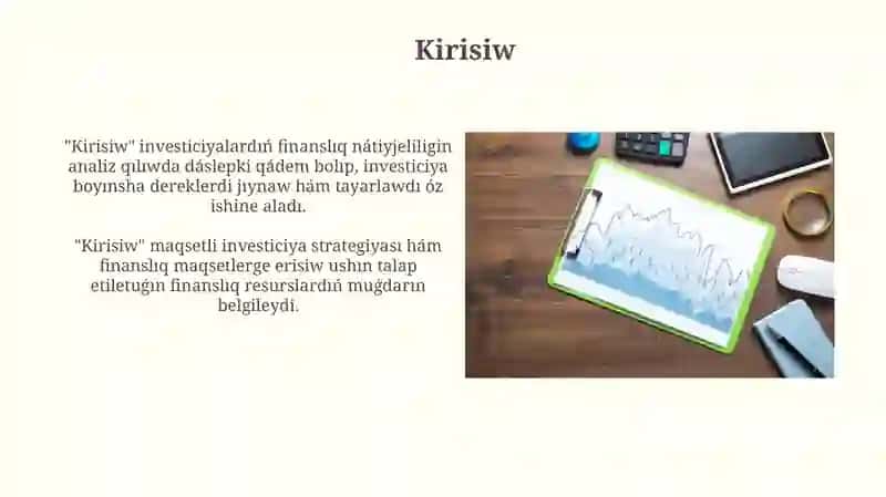 Investitsiyalardıń finanslıq nátiyjeligin statistikalıq analizlew 4