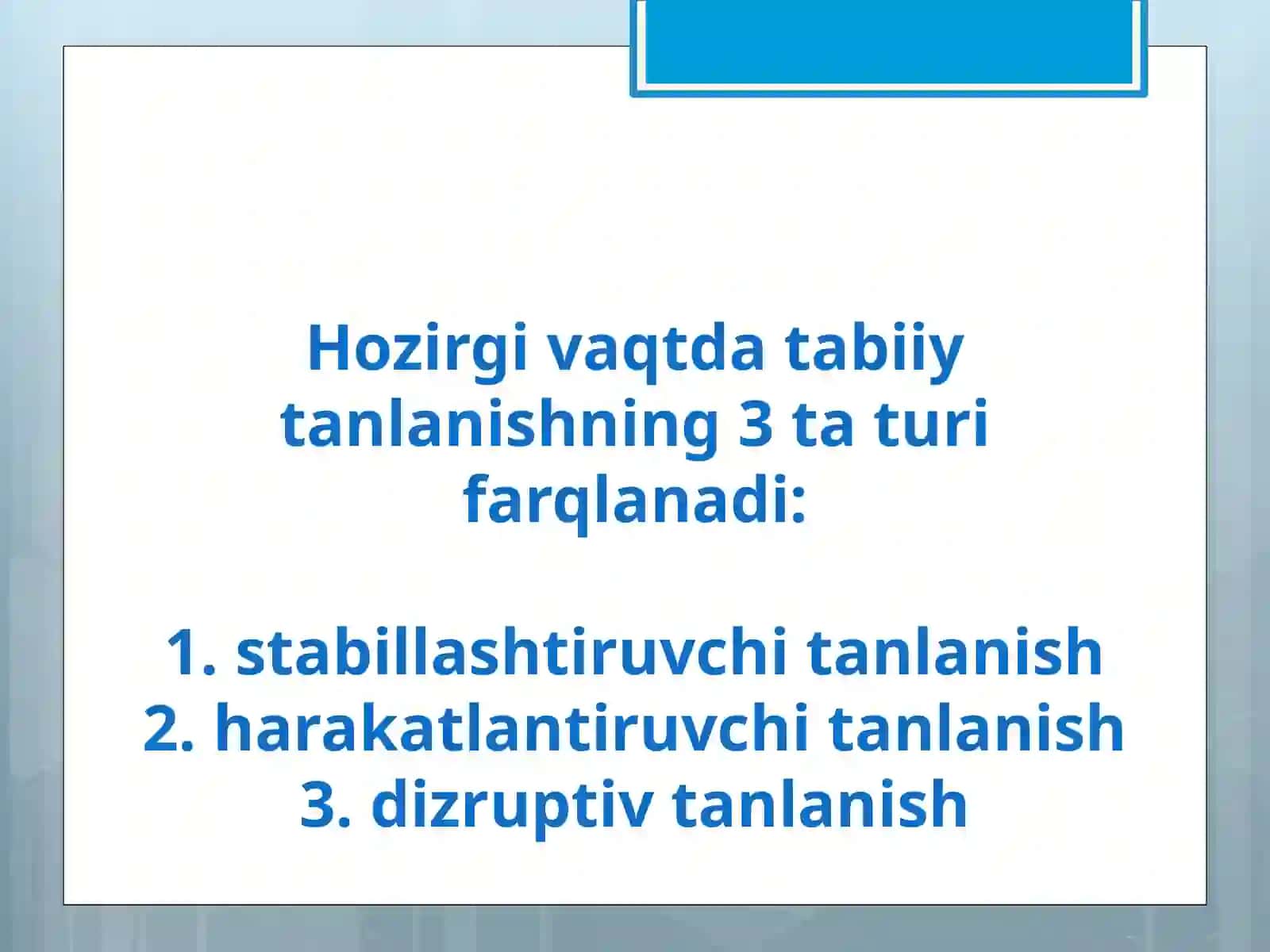 TABIIY TANLANISH VA UNING TURLARI 4