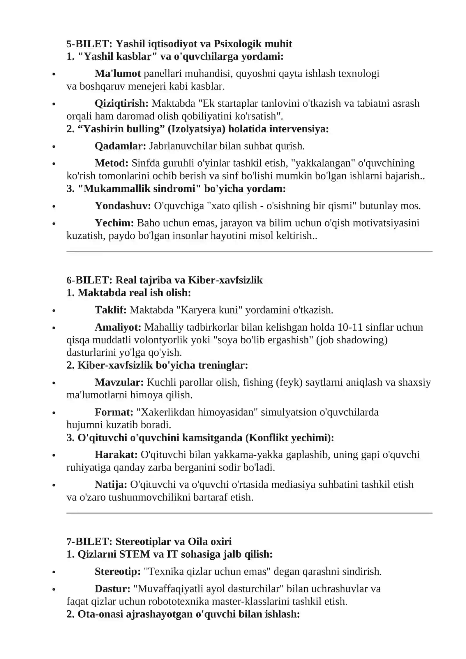 MAKTAB MASLAHATCHISI LAVOZIMIGA ISHGA KIRISH TEST SINOVlARI 4