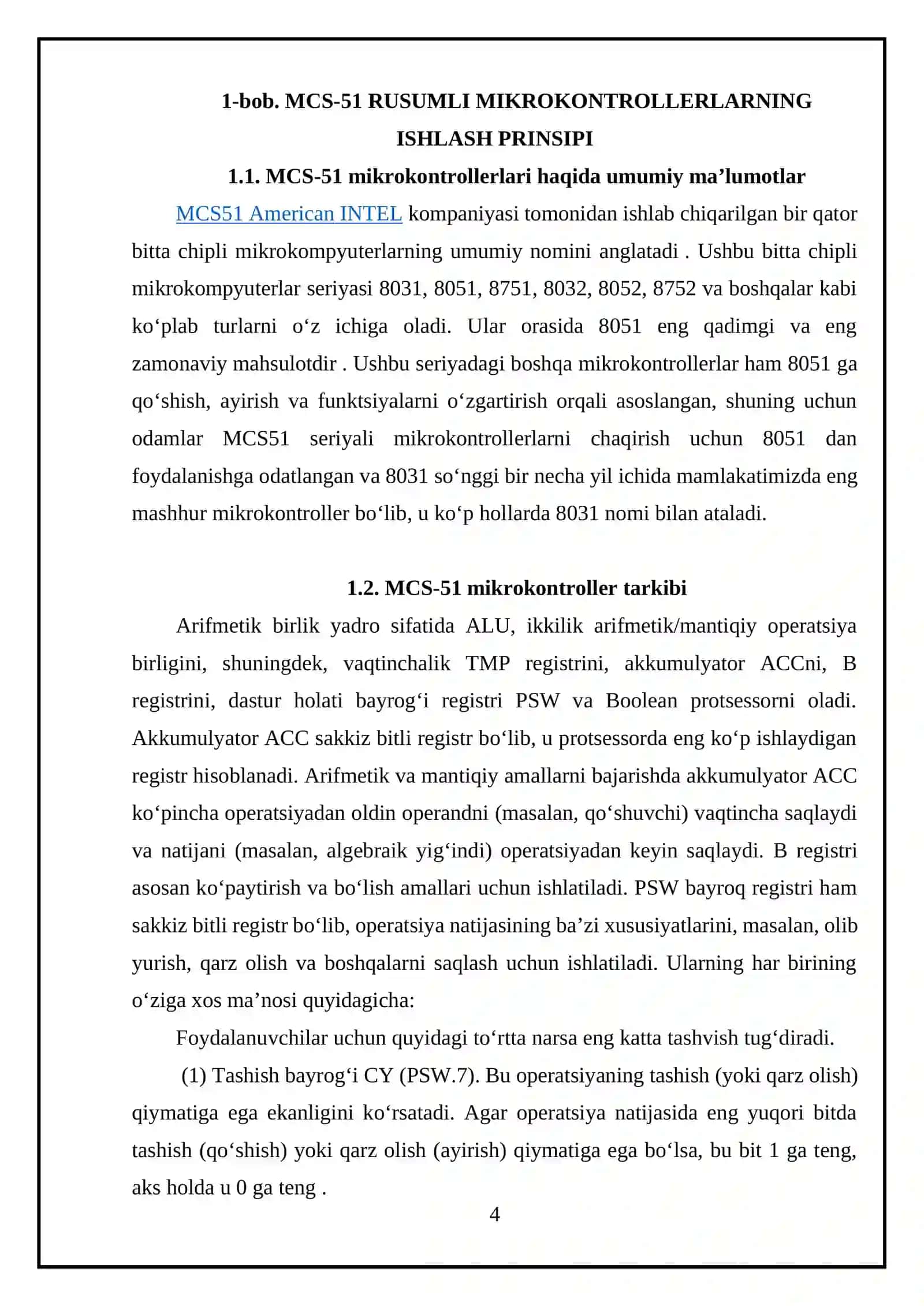 MCS-51 rusumli mikrokontrollerlarning ishlash prinsipi 4