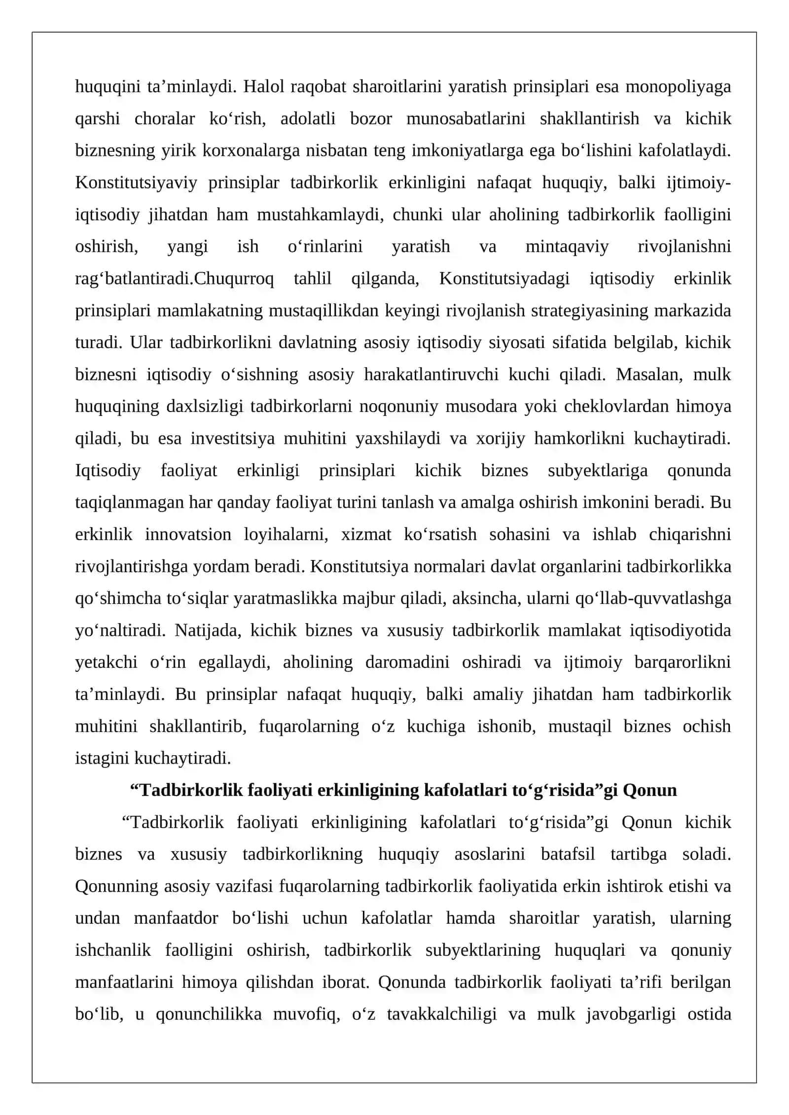 O‘zbekistonda kichik biznes va xususiy tadbirkorlikni rivojlantirish siyosati 4