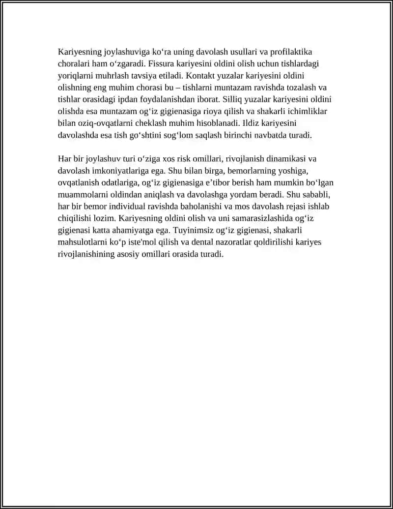 KARIYES TASNIFI ETOLOGIYA PATOGINIZ KARIYISNING KILINIK NAMAYON BULISHI 4