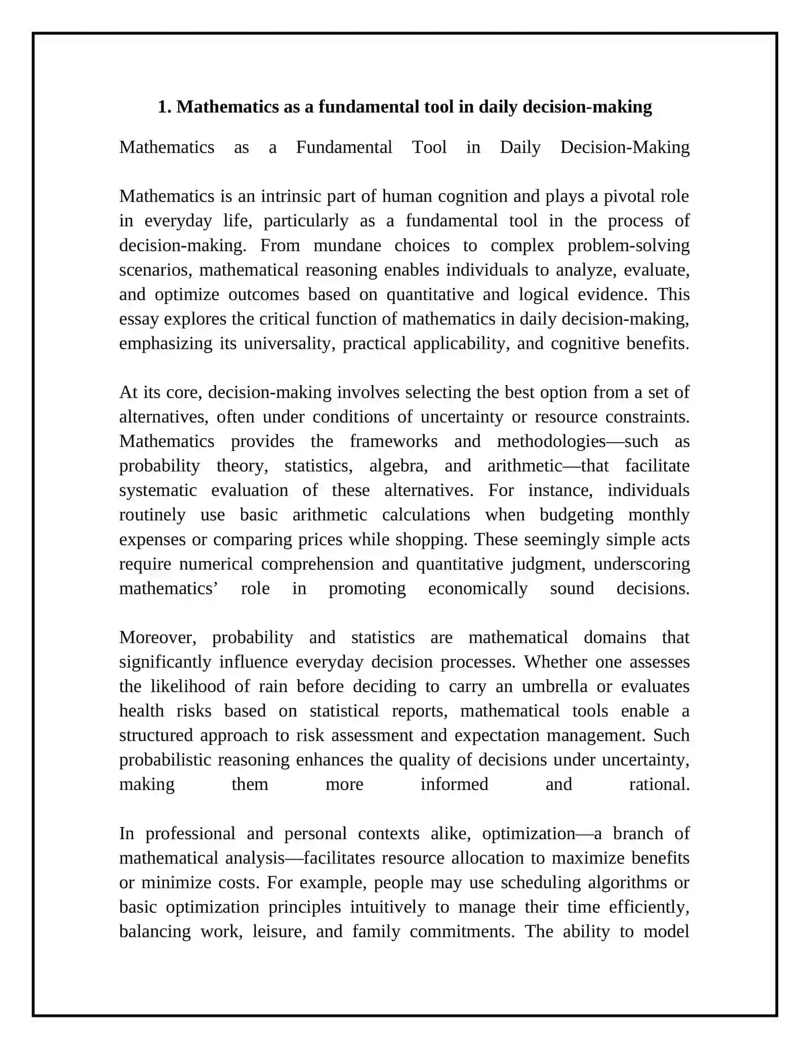 Mathematics in everyday life 4