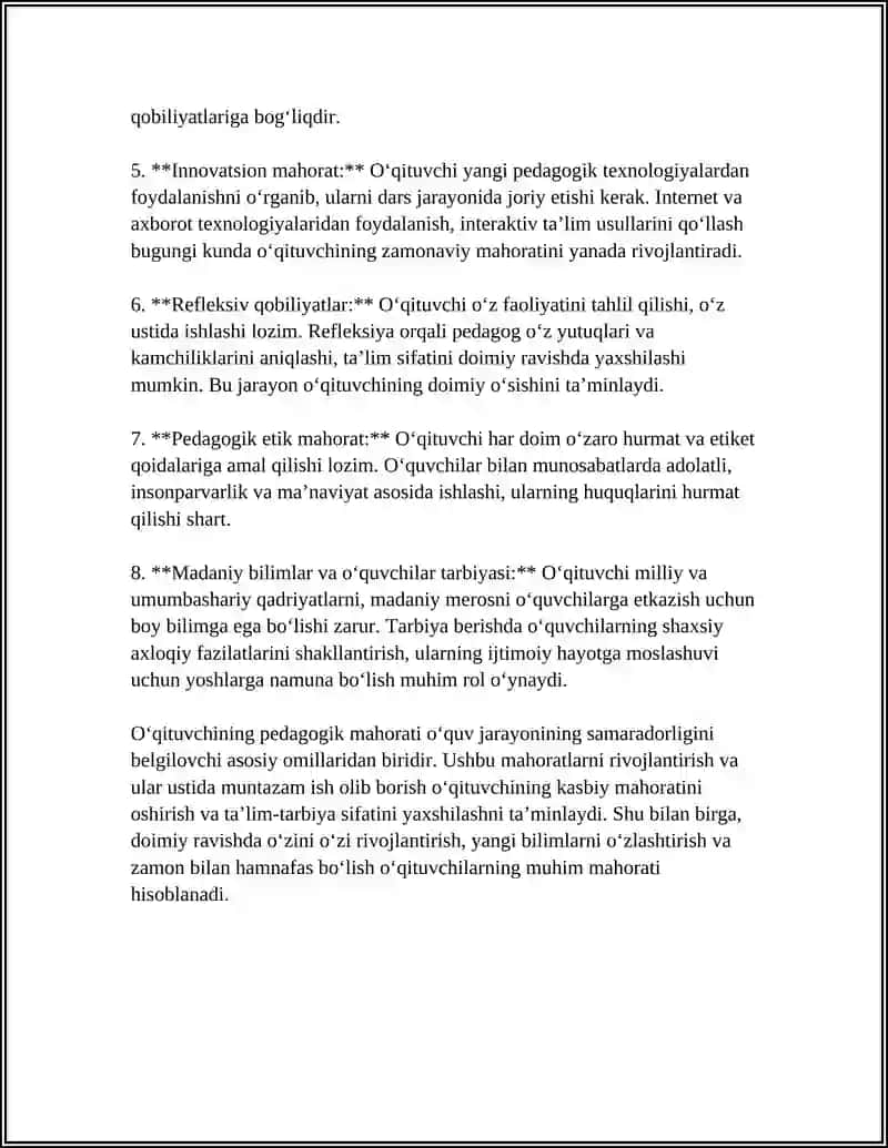 OʻQITUVCHI FAOLIYATI PEDAGOK FAOLIYATI 4
