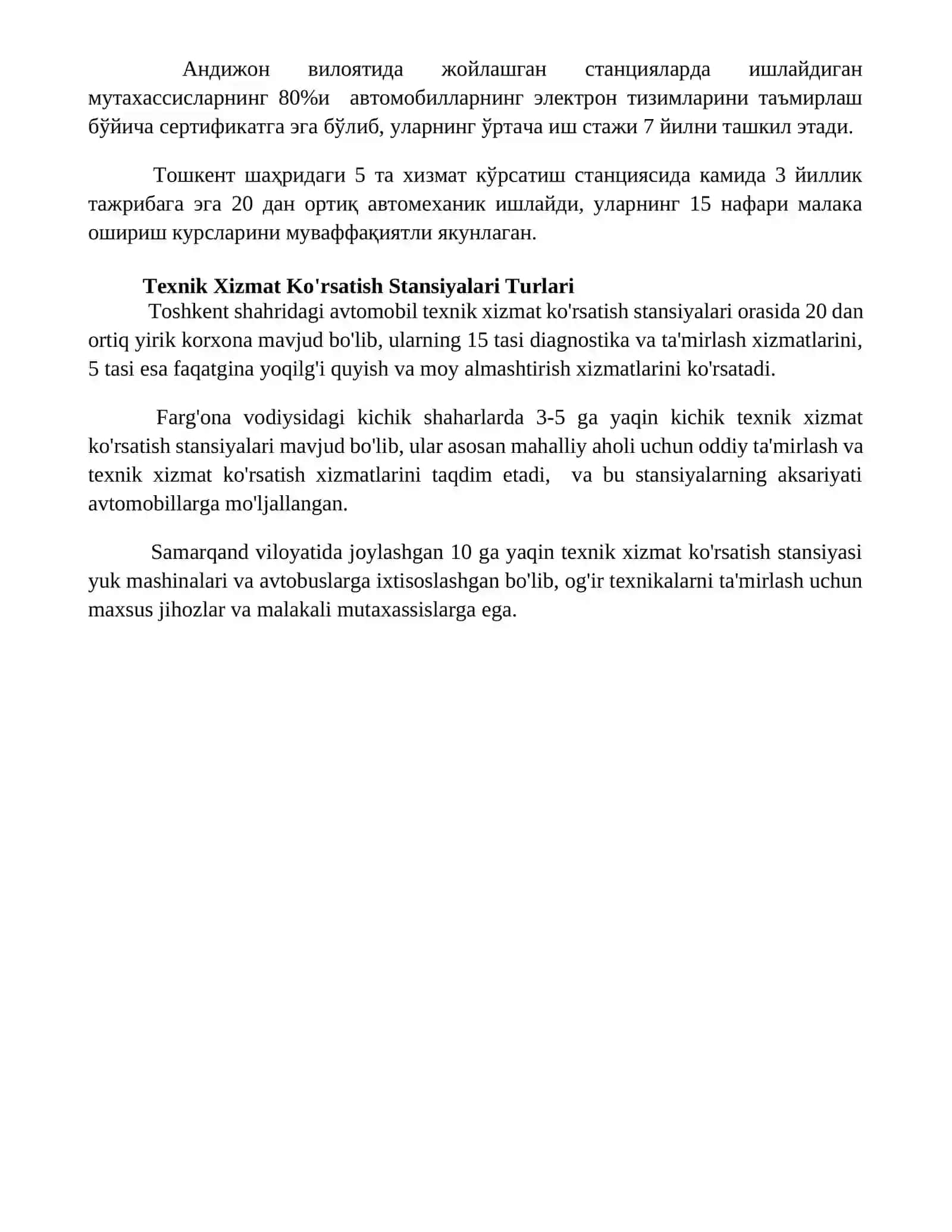 Texnik xizmat koʻrsatish stansiyalar 4