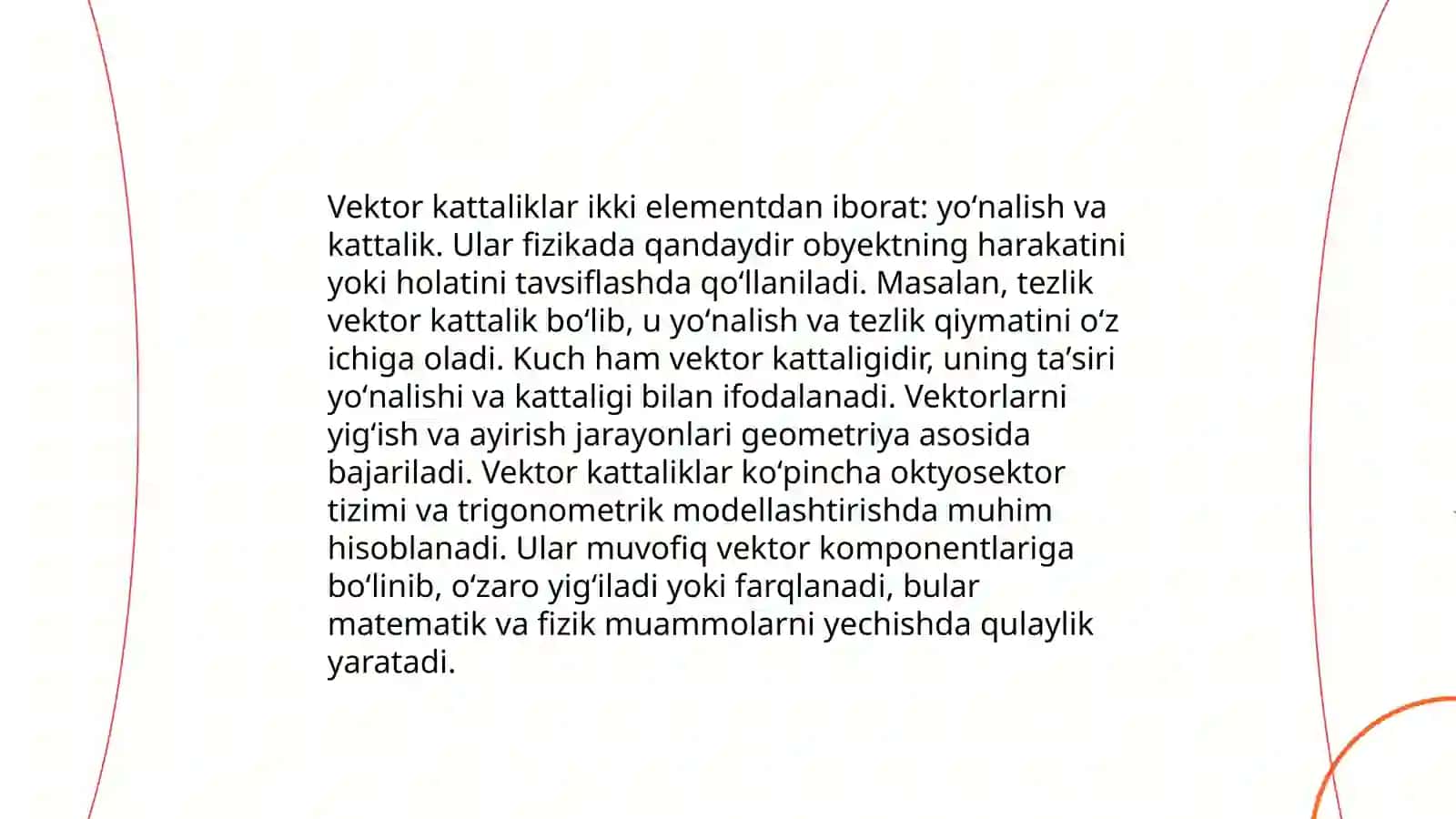 Skalyar va vektor fizik kattaliklar va ular ustida amallar 4