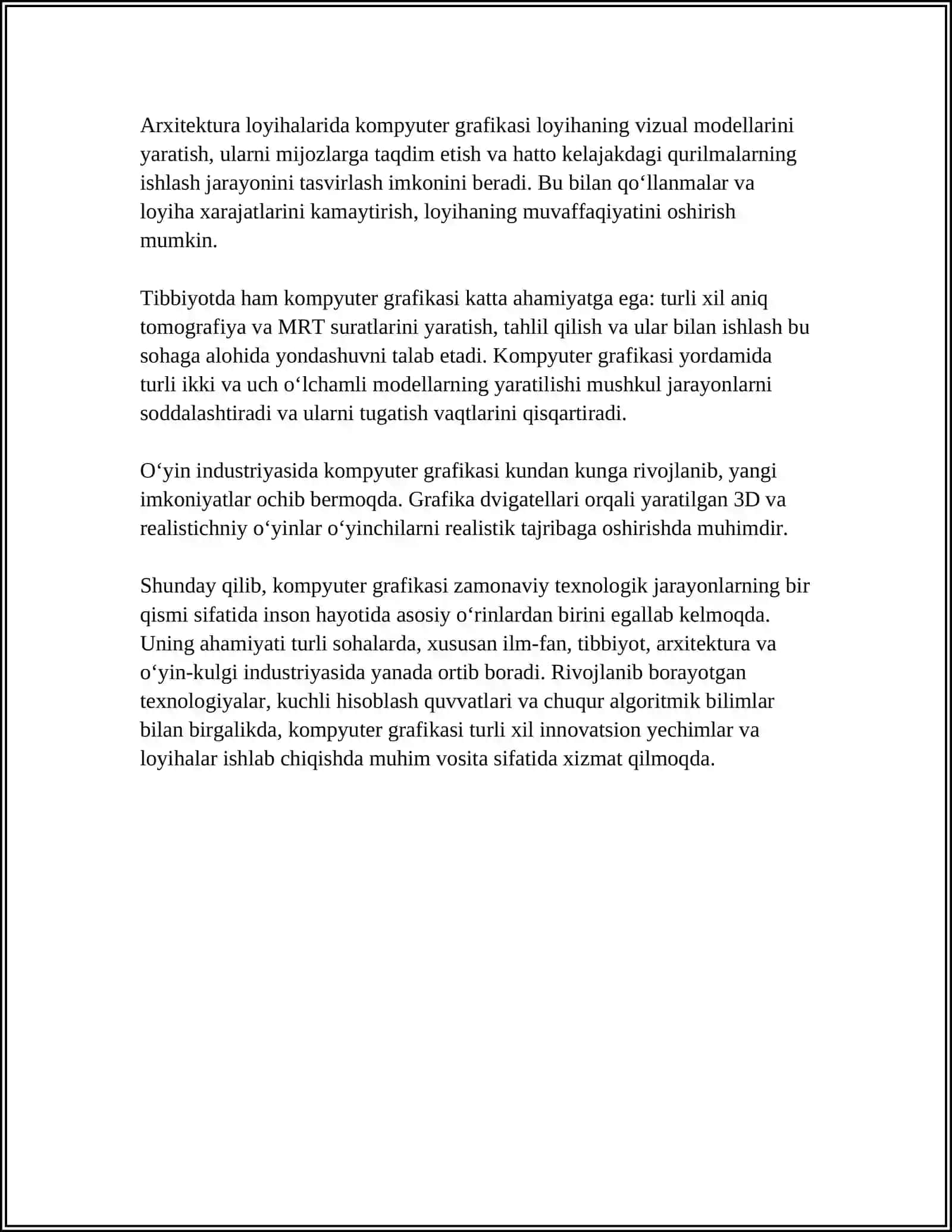 KOMPYUTER GRAFIKASI VA UNING TURLARI" 4