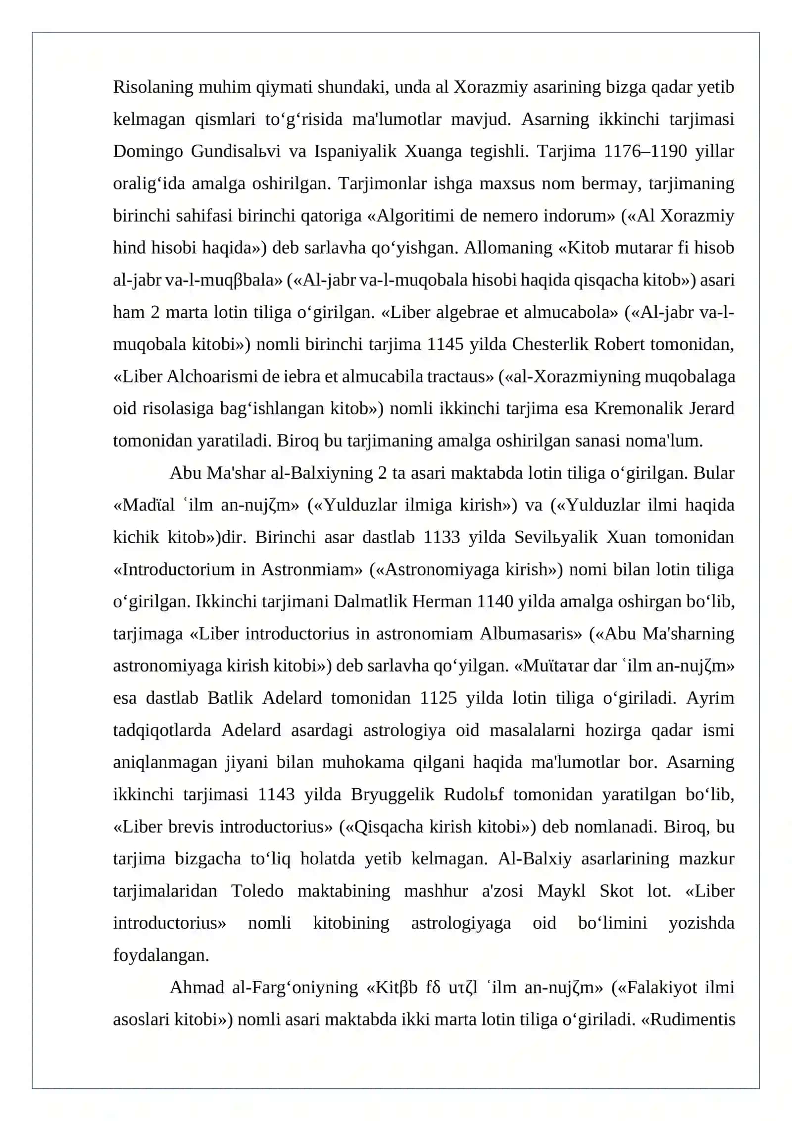 Toledo maktabida lotin tiliga tarjima qilingan fasafaga oid asarlar 4