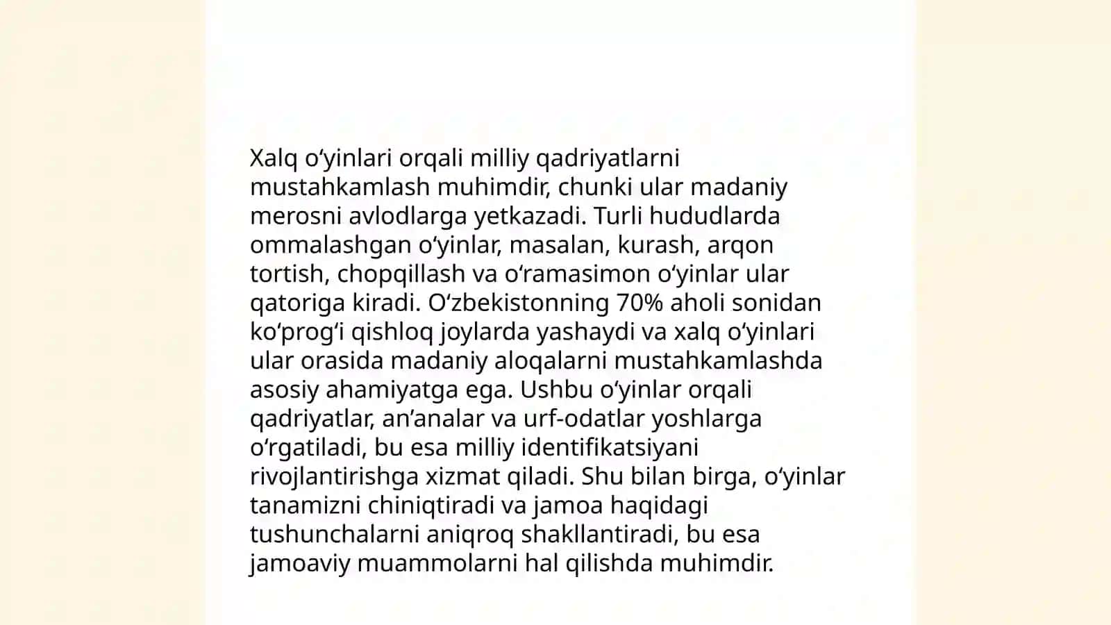 Maktabgacha taʼlim tashkiloti tarbiyalanuvchilarini milliy qadriyatlarga hurmat ruhida tarbiyalashda rivojlantiruvchi markazlarda olib boriladigan oʻyin taʼlimiy va frontal faoliyatni jarayonga tadbiq etish Qurbonova Baxtigul 4