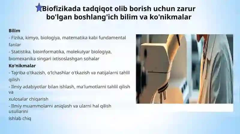 Biofizika asoslari va uni inson hayotidagi o'rni 4