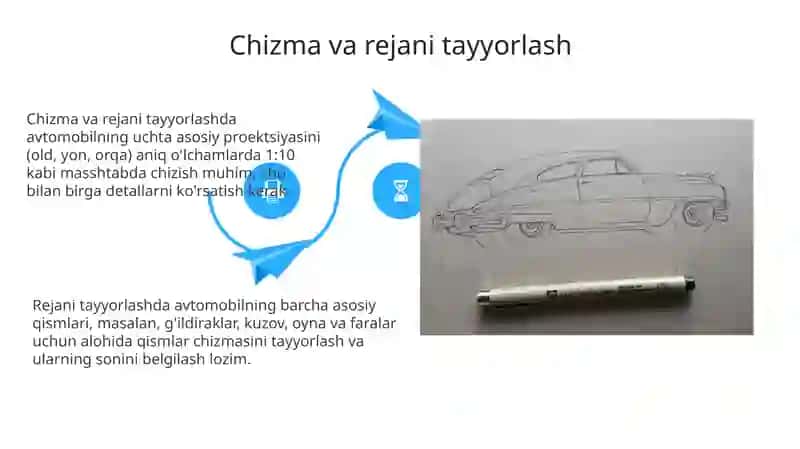 Qog'ozdan chizma asosida avtomobil modelini yasash 4