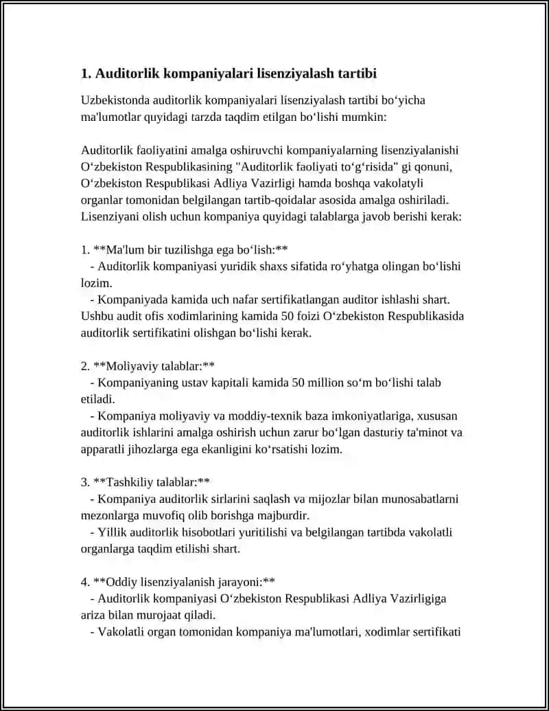 Auditorlik kompaniyalari lisenziyalash tartibi 4