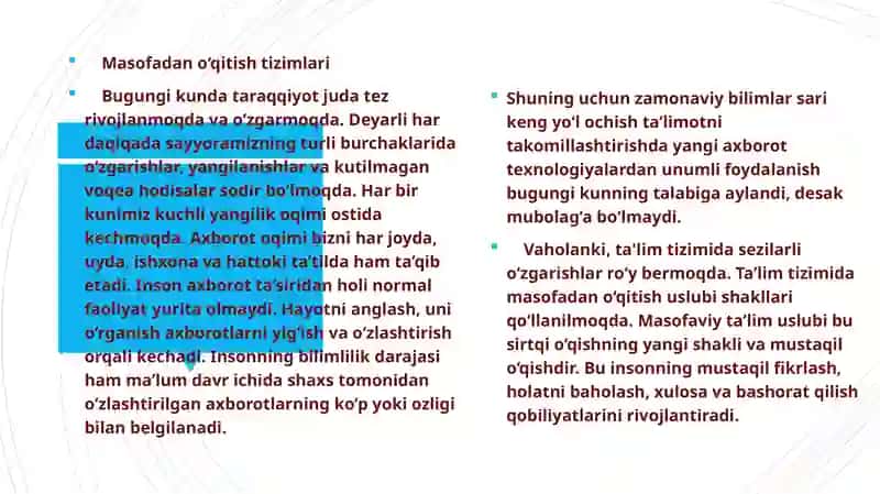 Masofaviy ta’lim va uning xususiyatlari, qulayligi 4