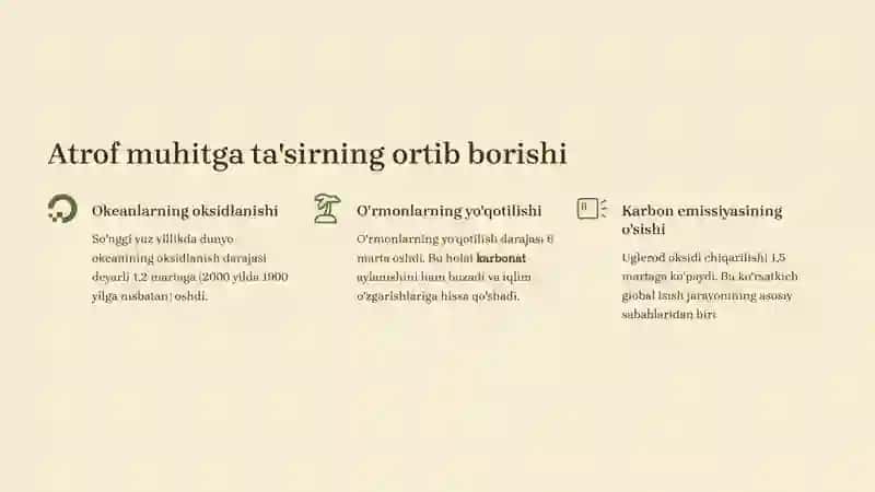 YASHIL IQTISODIYOTGA O'TISHNING ZARURIYATI, TAMOYILLARI VA DASTAKLARI 4