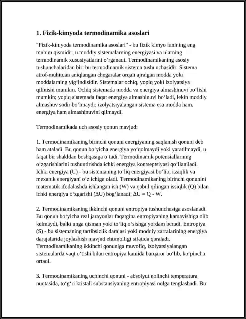 Fizik-kimyoda termodinamika asoslari 4