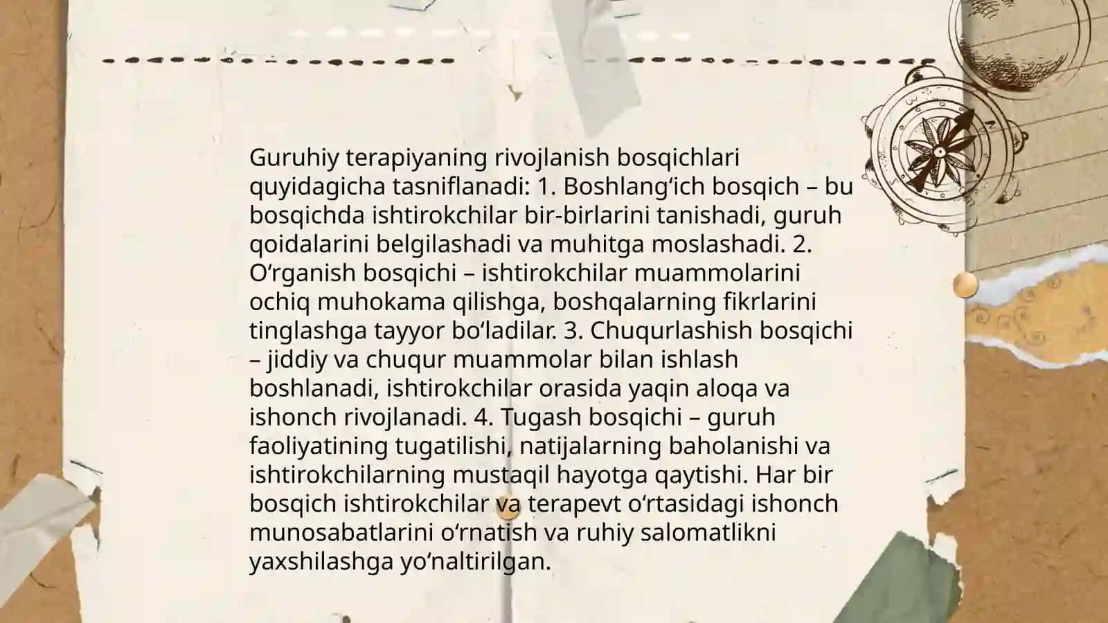 Psixologik treninglar tarixi va guruhiy terapiyaning tashkiliy-uslubiy jihatlari 4