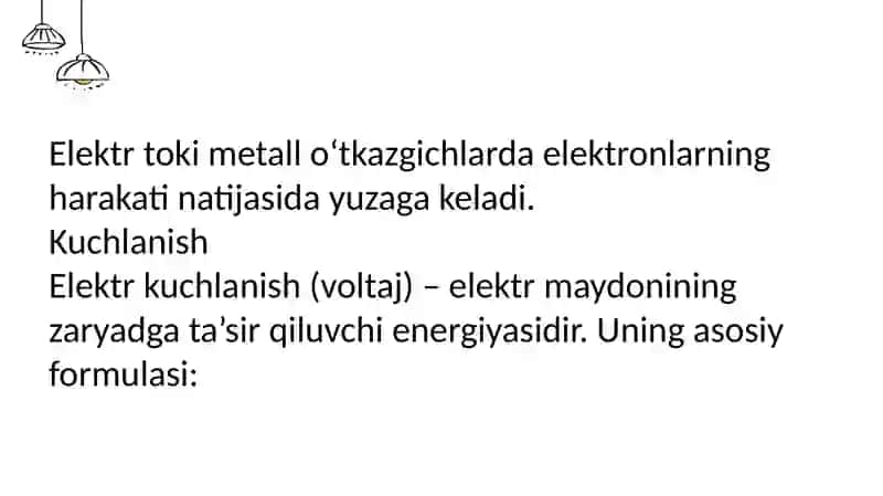 O‘zgarmas tok zanjirlarida elektr toki va kuchlanish 4