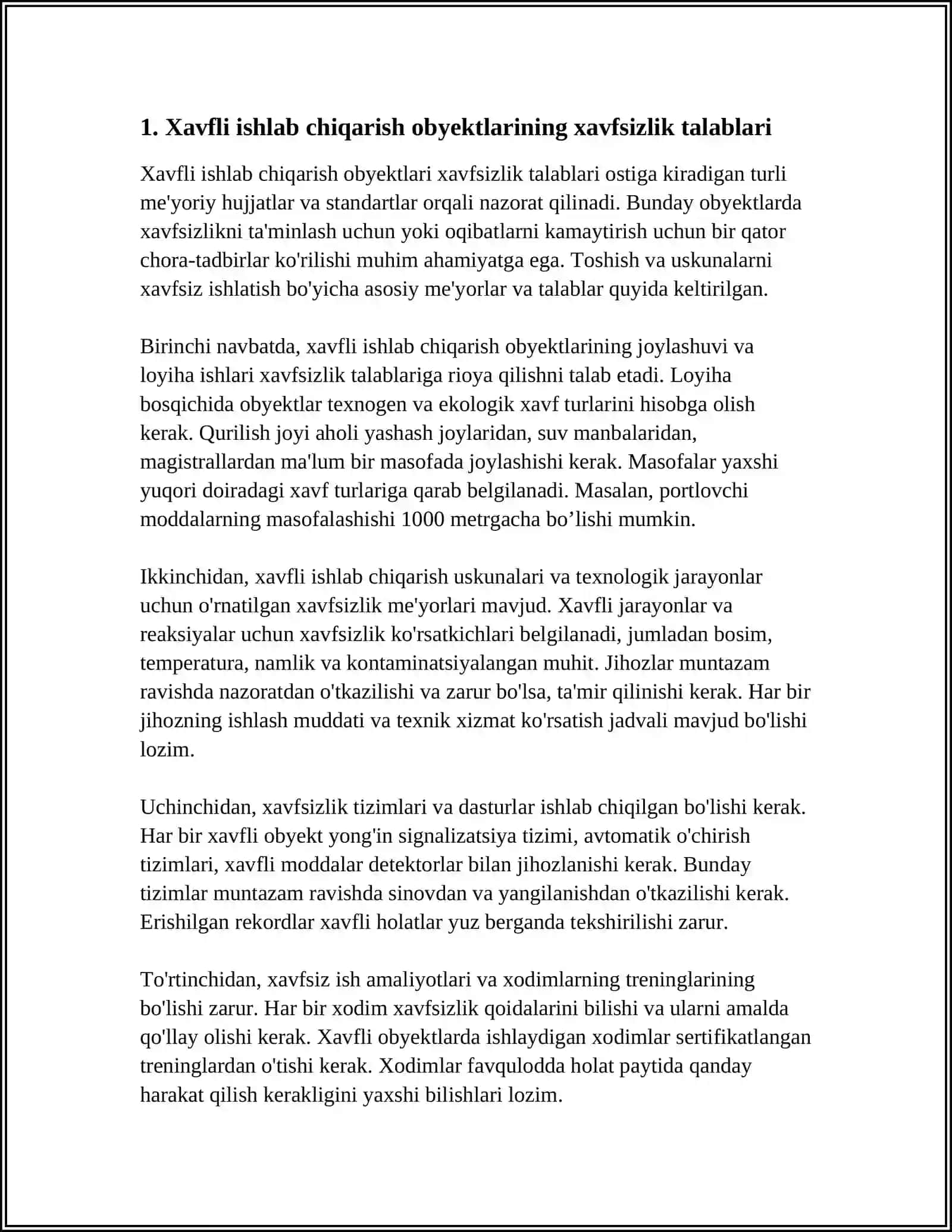 TASHKILOTLARDAGI MEHNATNI MUHOFAZA QILISH VA SANOAT XAVFSIZLIGINI BOSHQARISHDAGI XAVFLI OBEKTLARI 4