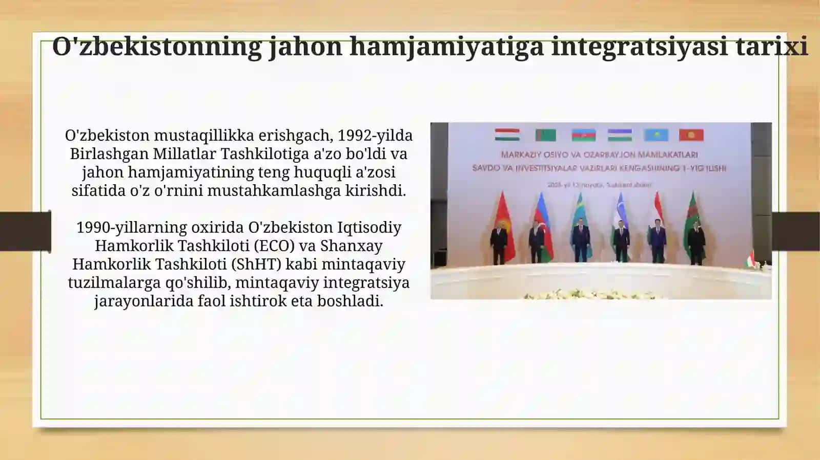 Xalqaro iqtisodiy integratsiya va Oʻzbekistonning jahon ham jamiyatiga kirib borishi 4