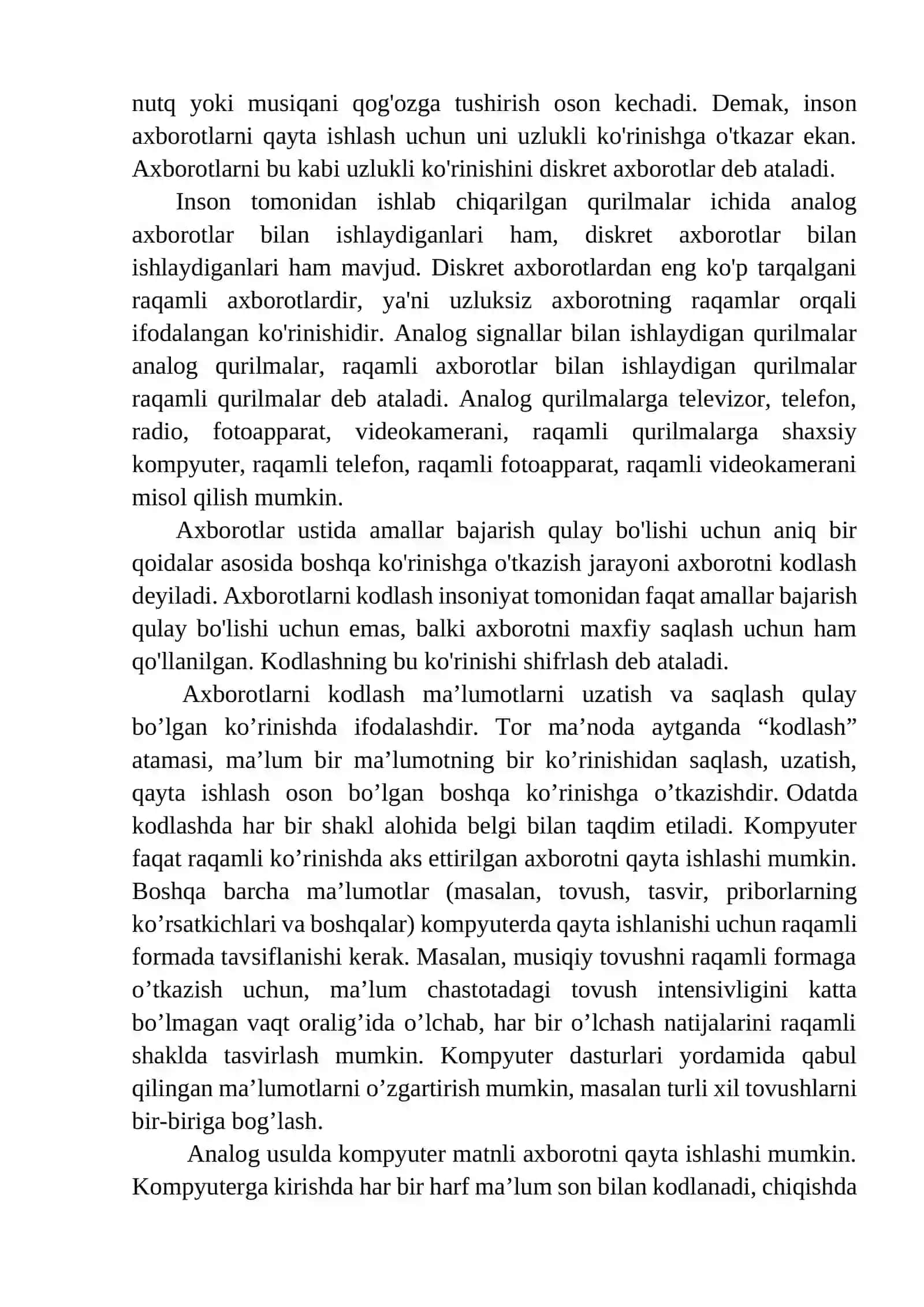 AXBOROTLARNI KODLASH VA DEKODLASH. TURLI SANOQ SISTEMALARDA AMALLAR BAJARISH 4