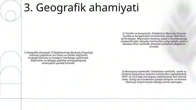 O'Zbekistonning Markaziy Osiyodagi Tinchlik Va Barqororlikni Ta'Minlashdagi O'Rni 4
