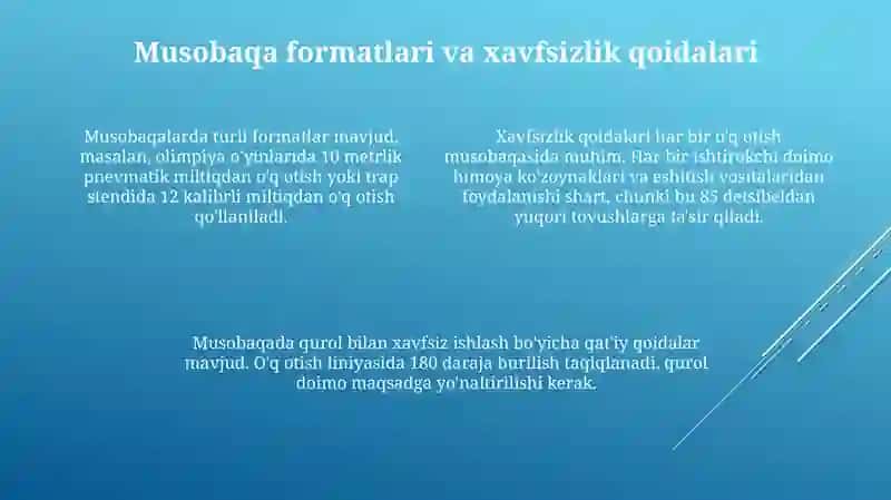 O'q otish sportining umumiy vazifalari va holatlari 4