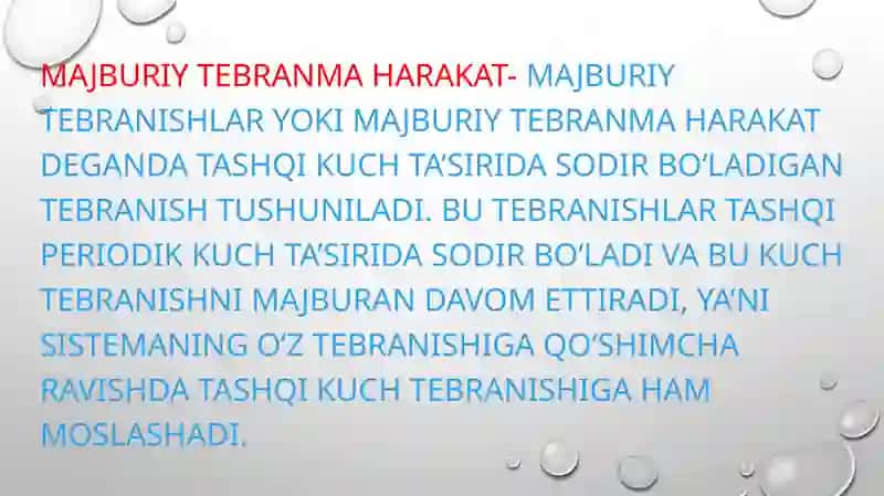 Moddiy nuqtaning majburiy tebranma Harkatireja 4