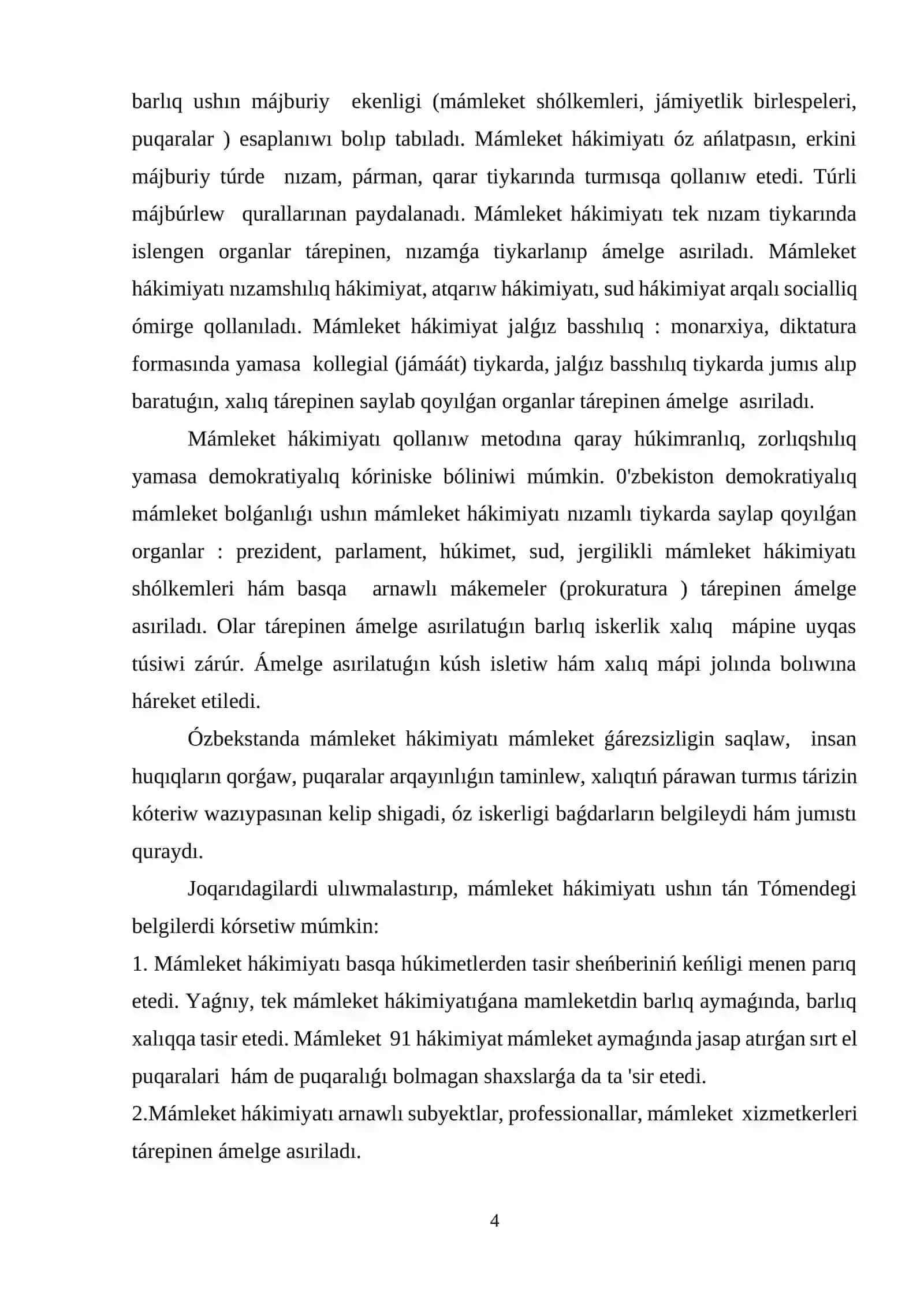Ma’mleket ha’kimiyatinin’ sho’lkemlestiriwi 4