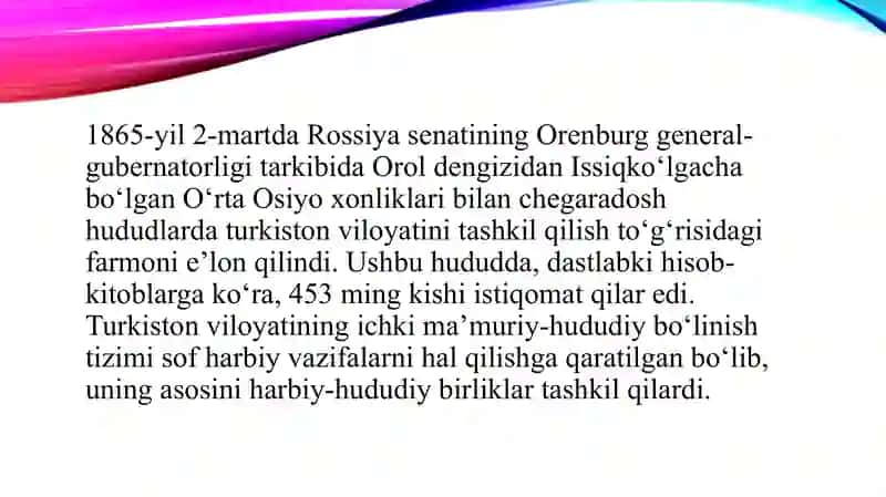 Turkistono’lkasida XX asr boshlarida Rossiya imperiyasining mustamlaka chilik siyosati va uni qibatlari 4