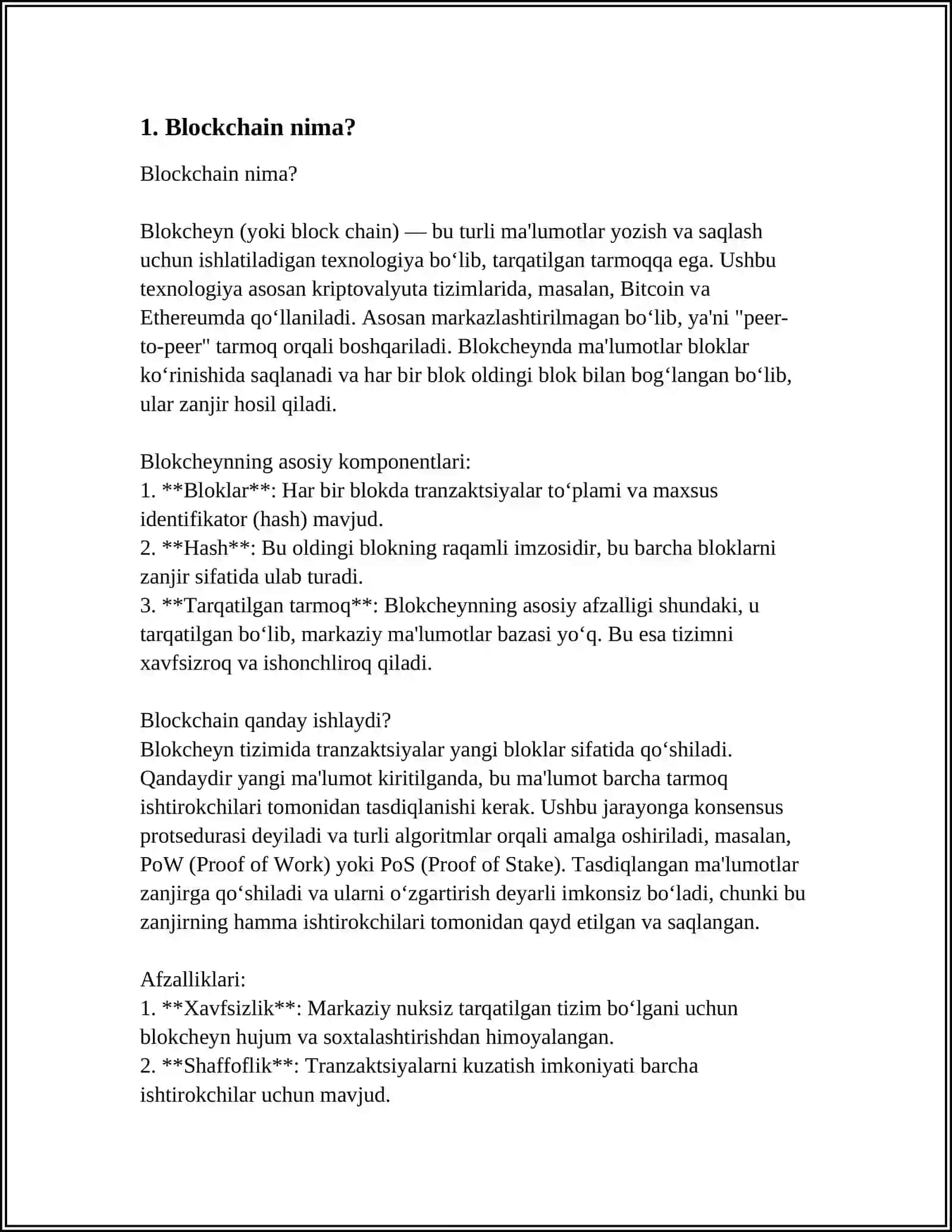 BLOCKCHAIN VA KRIPTOVALYUTA TEXNOLOGIYASI. ASOSIY TUSHUNCHALAR. HASH-FUNKSIYALARI 4